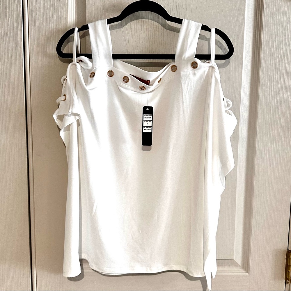 White open shoulder top
